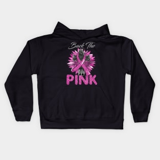 Back The Pink Breast Cancer Pink Ribbon Sunflower Kids Hoodie